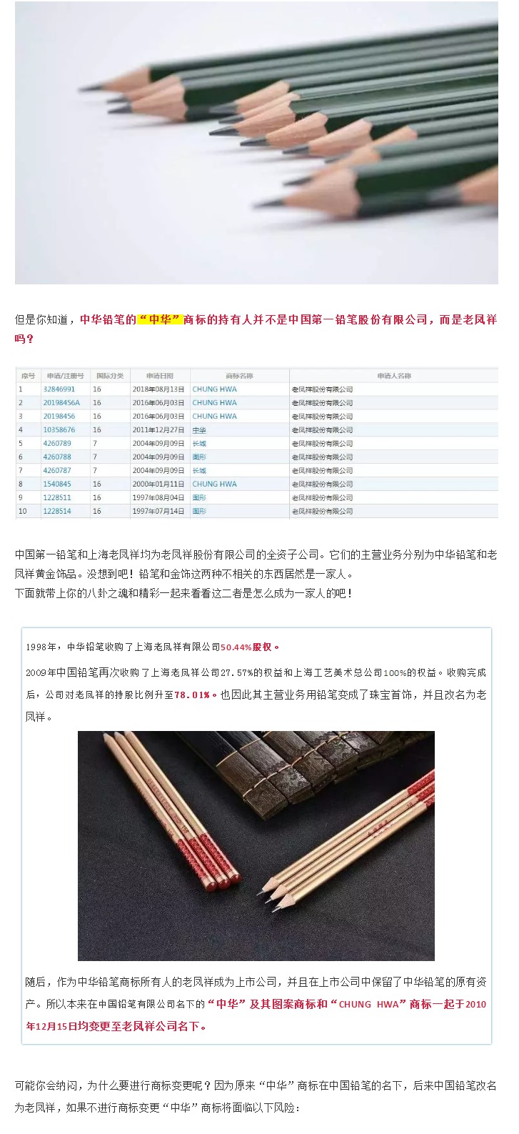 高考倒計(jì)時(shí)||你知道中華鉛筆的商標(biāo)持有人是老鳳祥嗎？