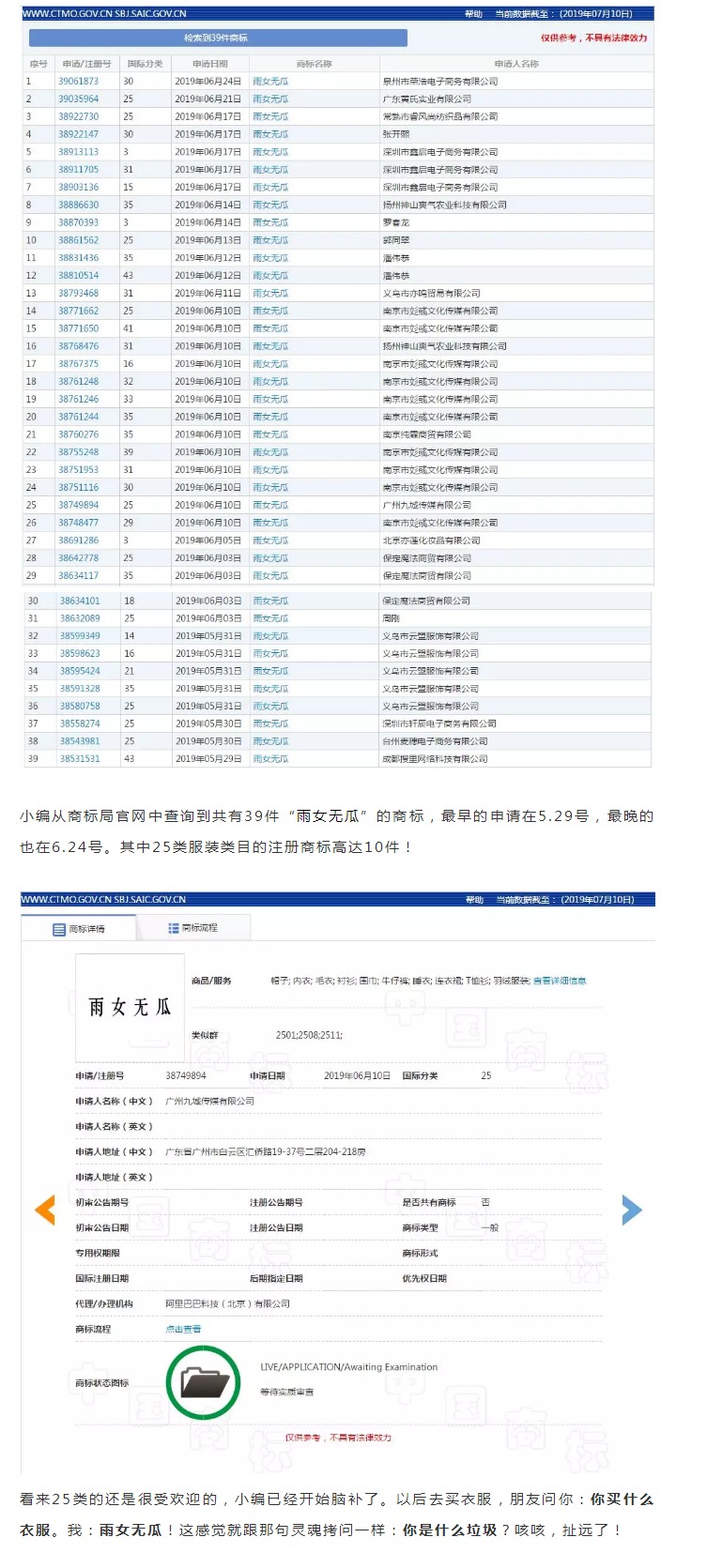 從“雨女無瓜”出發(fā)，淺談網(wǎng)絡(luò)熱詞是否可以被注冊為商標(biāo)！