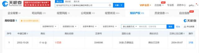 王守義已注冊十四香商標