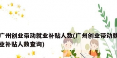 廣州創(chuàng)業(yè)帶動(dòng)就業(yè)補(bǔ)貼人數(shù)(廣州創(chuàng)業(yè)帶動(dòng)就業(yè)補(bǔ)貼人數(shù)查詢(xún))