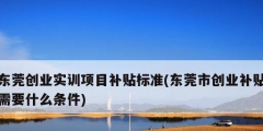 東莞創業實訓項目補貼標準(東莞市創業補貼需要什么條件)